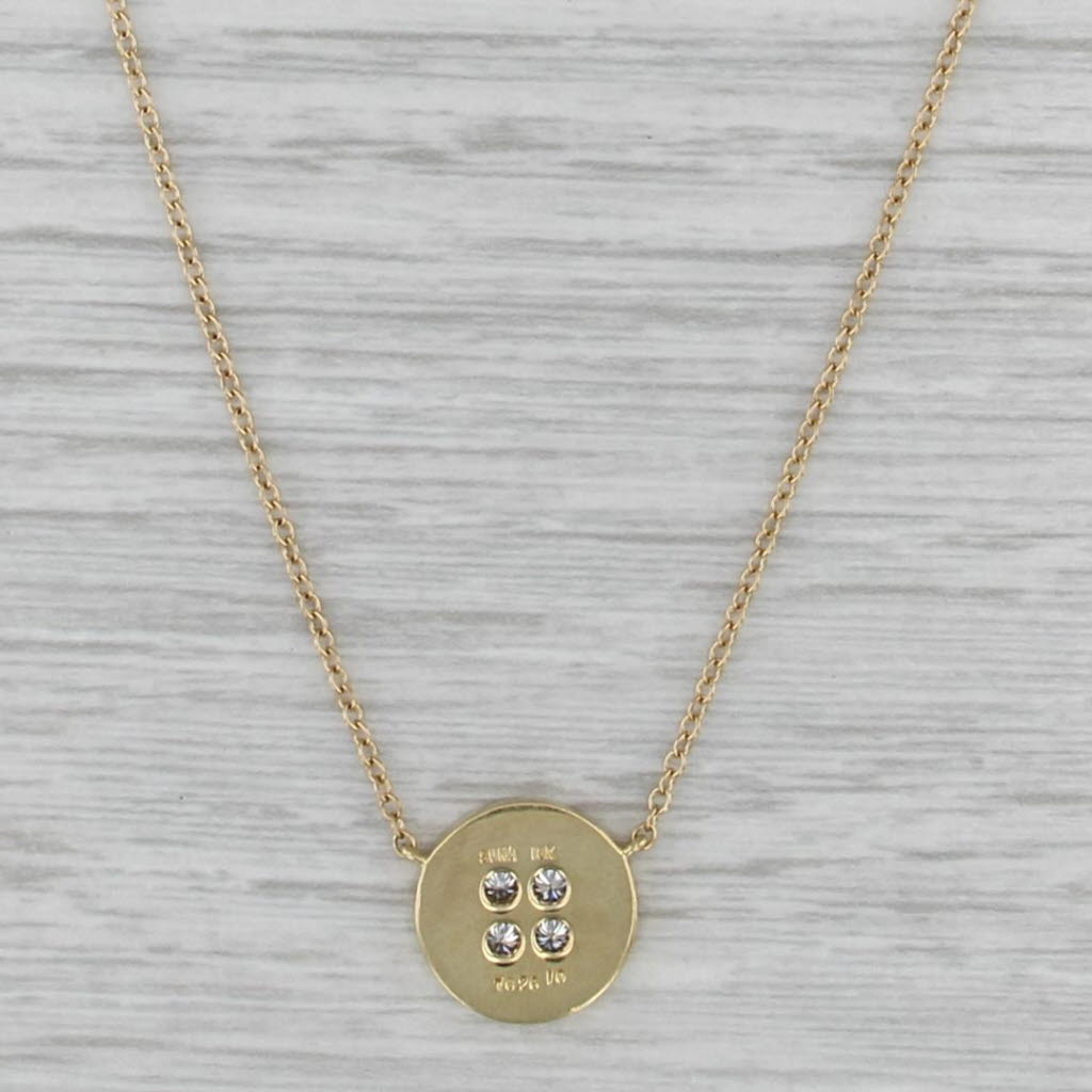 0.16ctw Diamond Button Pendant Necklace 18k Yellow Gold 20-22" Cable Chain
