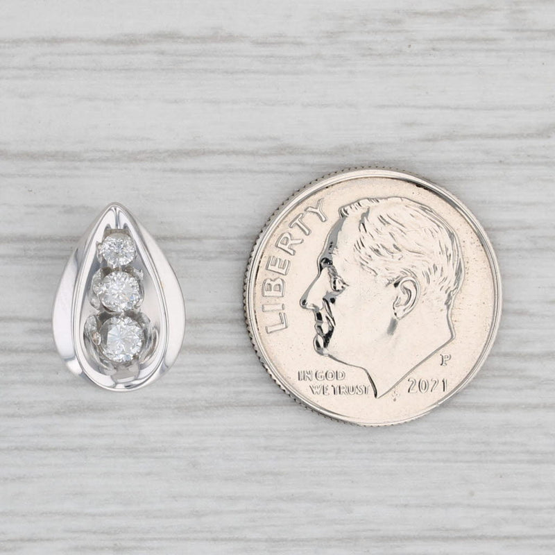 0.25ctw Teardrop Pendant 10k White Gold Small Floating Drop