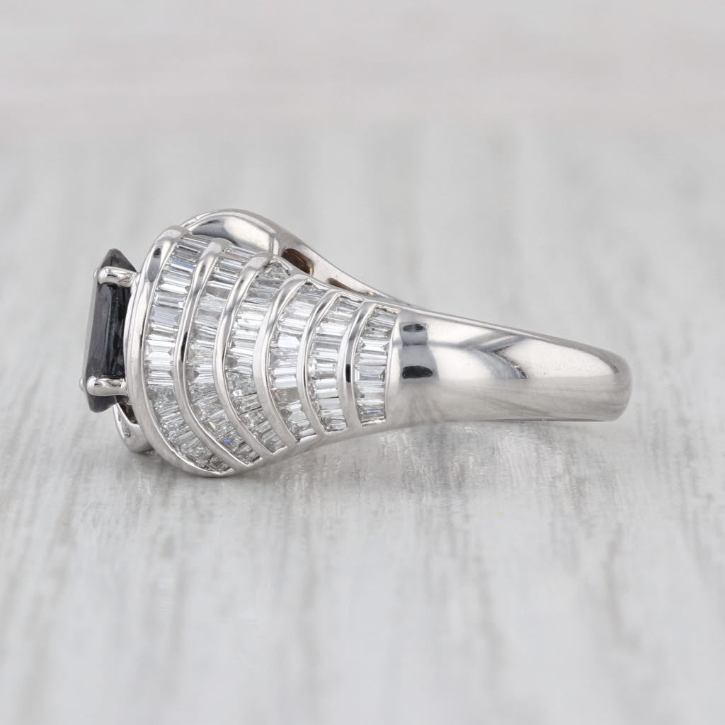 3.13ctw Color Change Garnet Diamond Ring 18k White Gold Size 6.75 Bypass