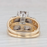 Vintage 0.33ctw Diamond Engagement Ring Wedding Band Bridal Set 14k Gold Size 6