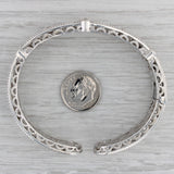 Gray Ornate Judith Ripka Flower Cuff Bracelet Sterling Silver Cubic Zirconia 6.5"