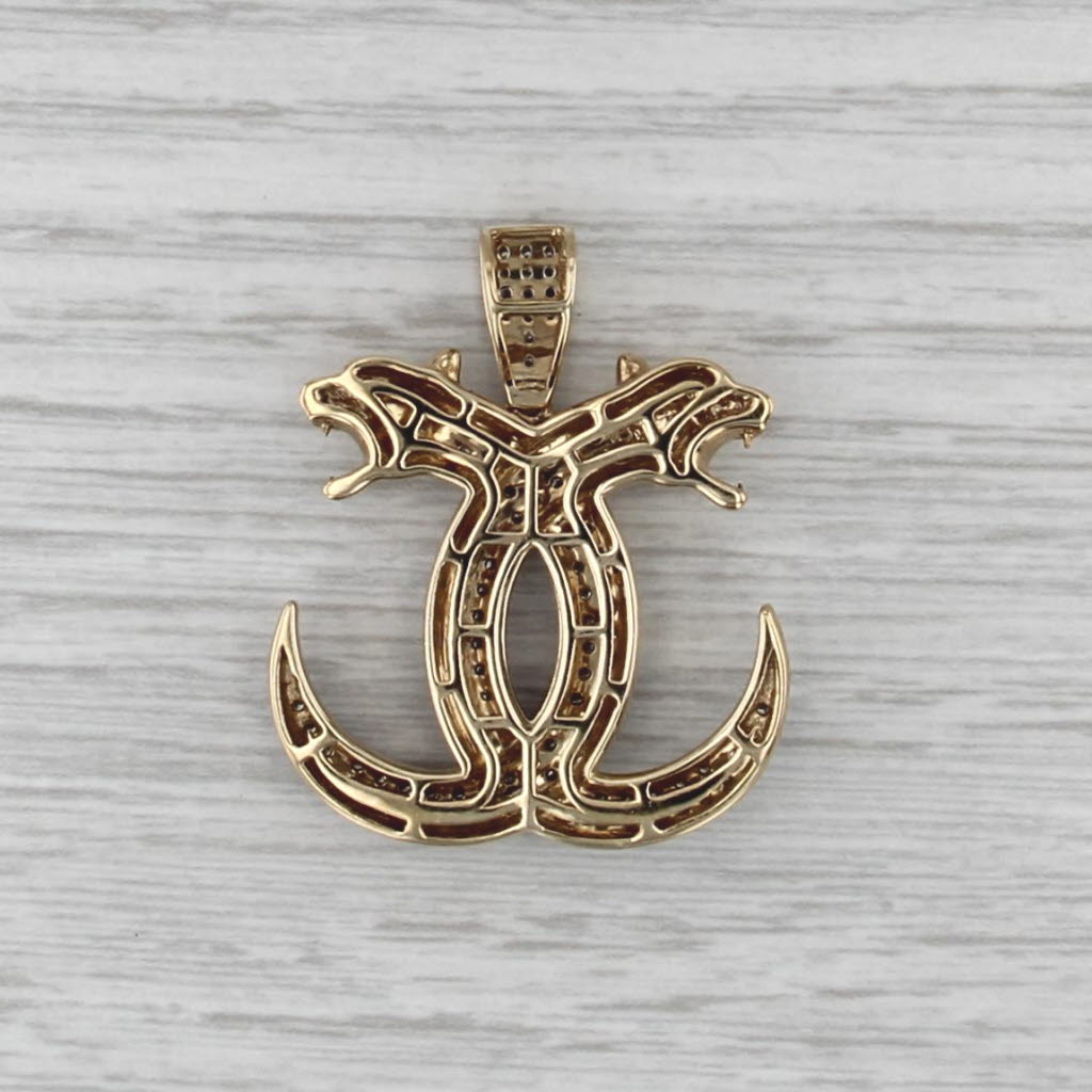 0.71ctw Diamond Bypassing Panthers Pendant 10k Yellow Gold