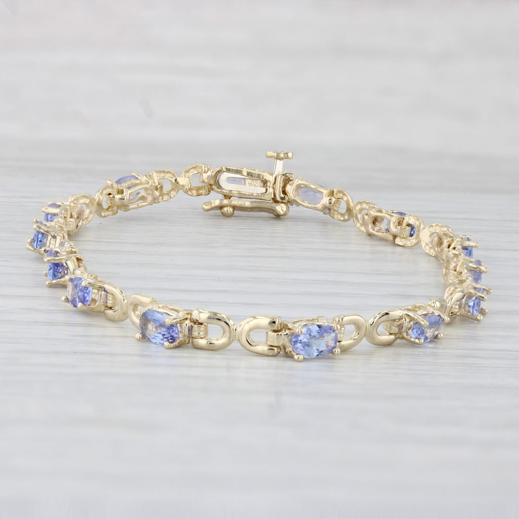 Light Gray 3.50ctw Tanzanite Tennis Bracelet 14k Yellow Gold 7" 3.7mm