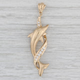0.10ctw Diamond Dolphin Pendant 14k Yellow Gold Nautical Jewelry