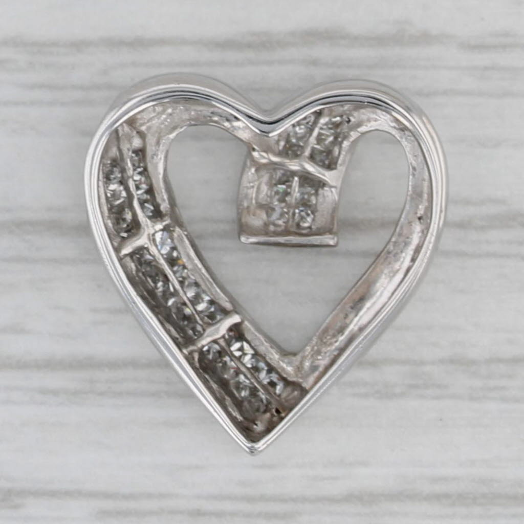 Gray 0.18ctw Diamond Open Heart Pendant 10k White Gold