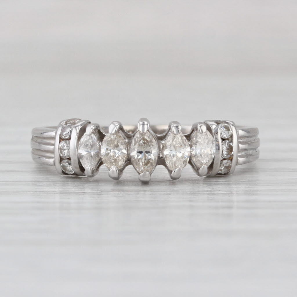 0.51ctw Diamond Pyramid Rooftop Ring 14k White Gold Size 7 Anniversary
