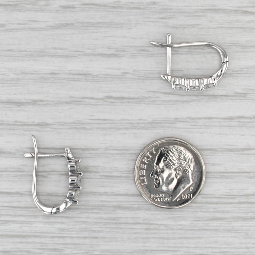 0.40ctw Diamond 3-Stone Journey Drop Earrings 14k White Gold Snap Top