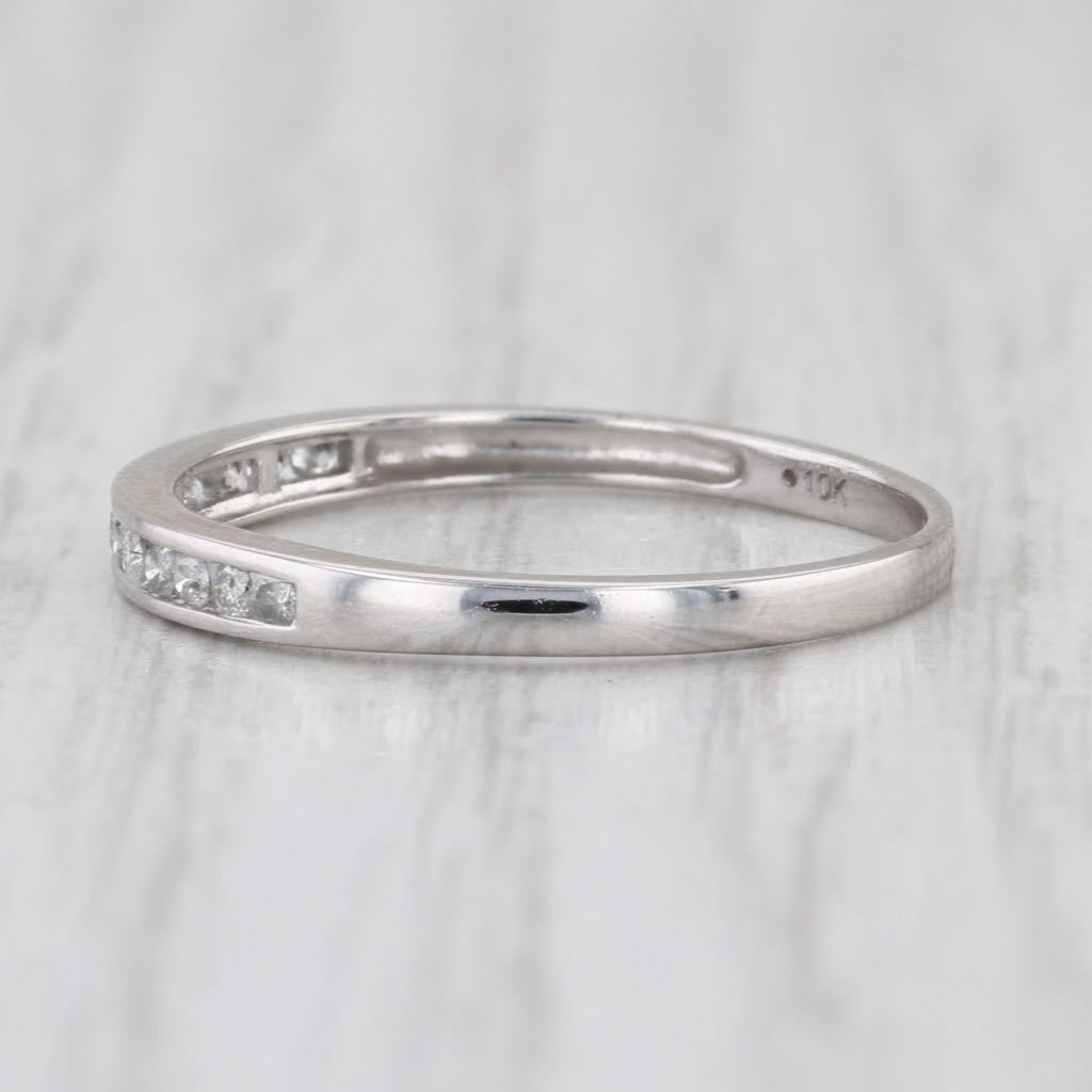 0.13ctw Classic Diamond Wedding Band 10k White Gold Stackable Anniversary Ring