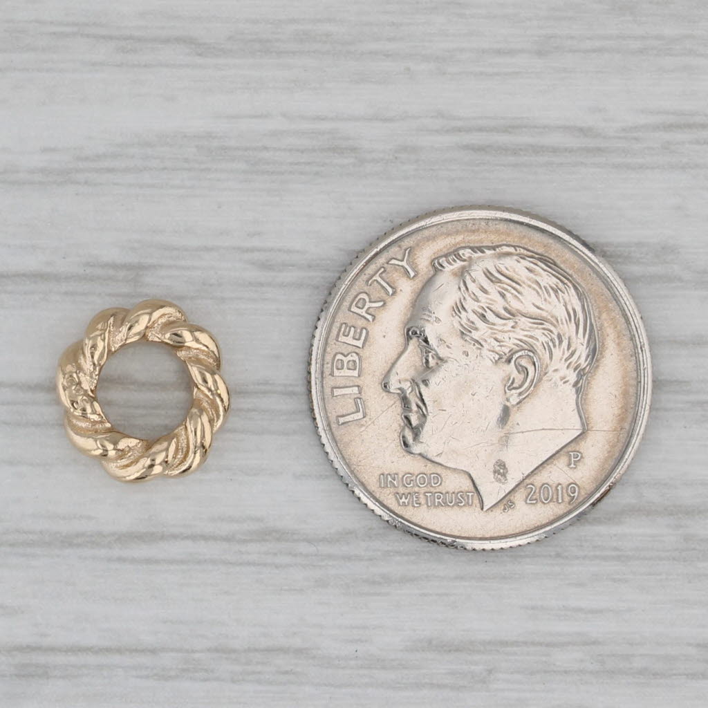 Gray Woven Gold Spacer Bead Charm 14k Yellow Gold