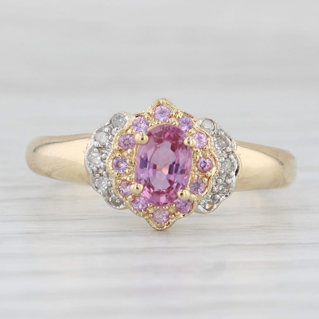 Light Gray 0.73ctw Pink Sapphire Diamond Ring 14k Yellow Gold Size 8.25