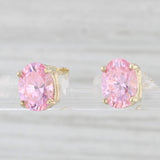 2.40ctw Oval Pink Ice Cubic Zirconia Stud Earrings 10k Yellow Gold