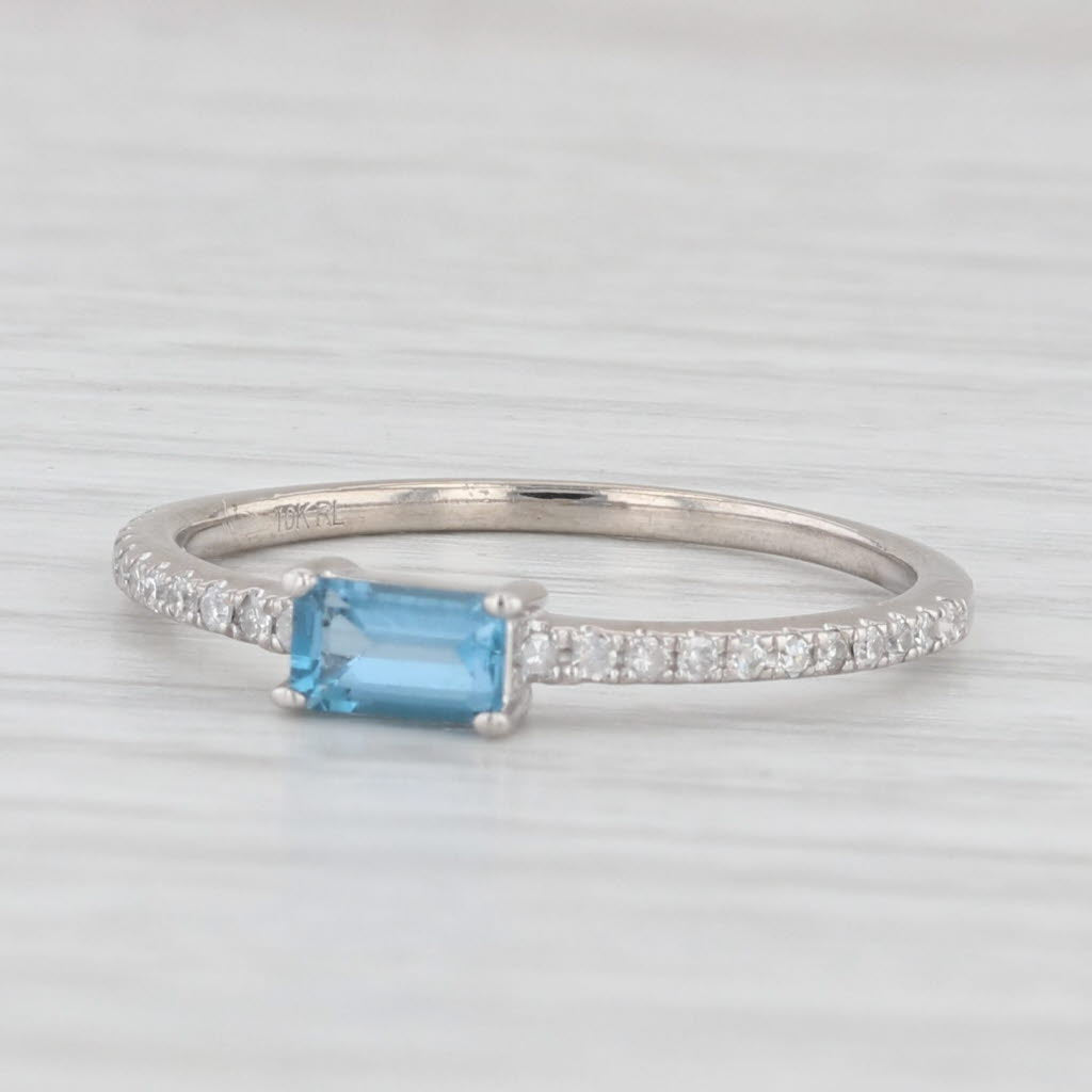 Light Gray 0.33ctw Blue Topaz Diamond Ring 10k White Gold Size 7 Stackable