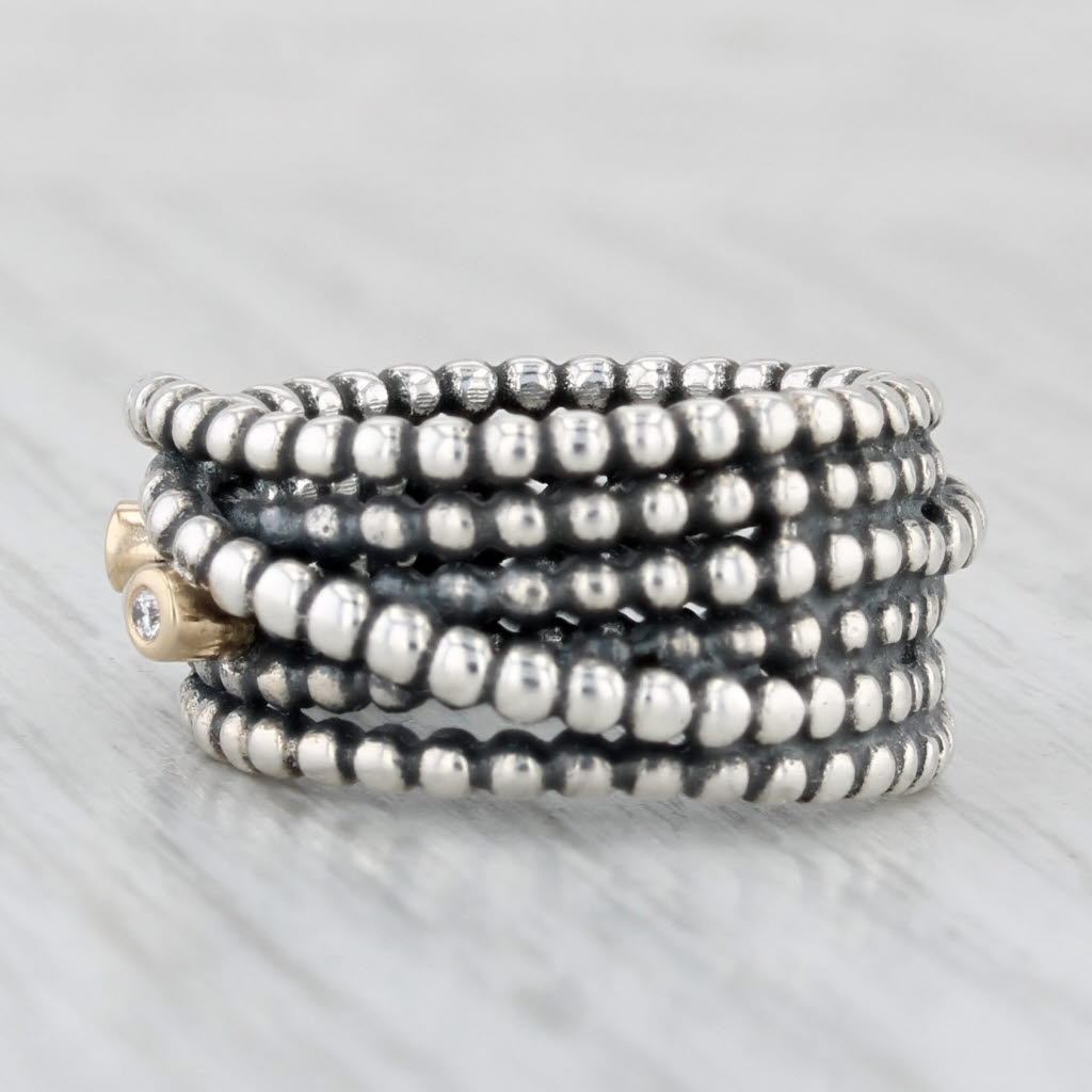Light Gray Pandora Diamond Entangled Beauty Ring 190242D Sterling Silver 14k Gold Size 5