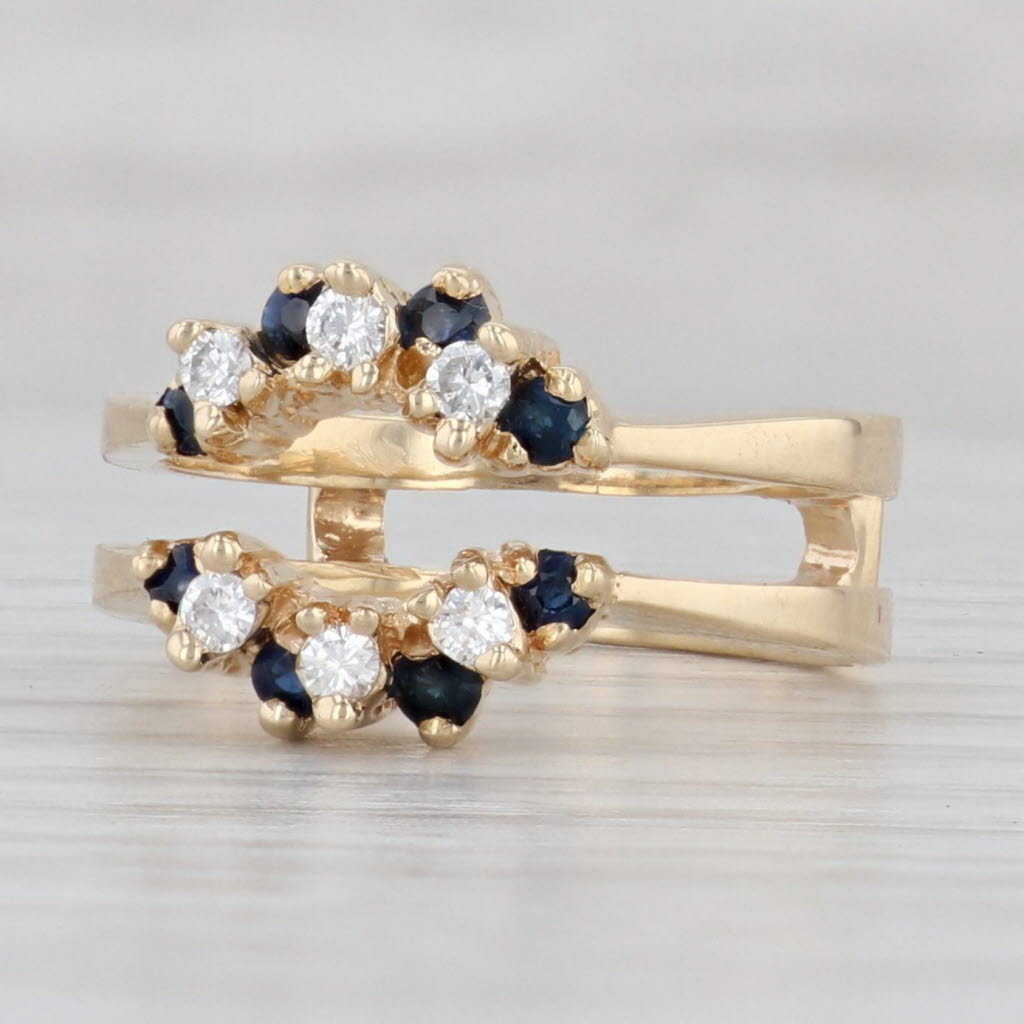 Light Gray 0.45ctw Diamond Sapphire Ring Jacket Enhancer 14k Yellow Gold Size 6.25