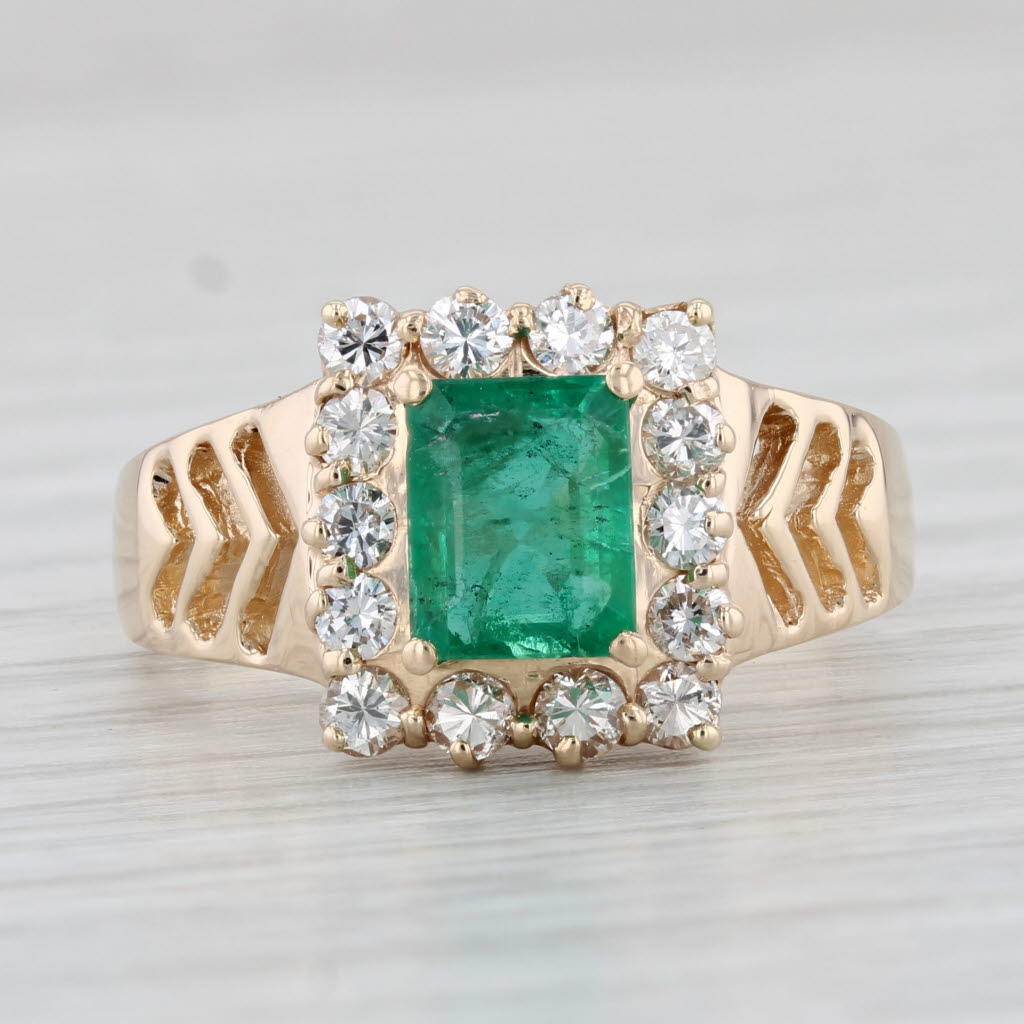 Light Gray 1.49ctw Emerald Diamond Ring 14k Yellow Gold Size 8 Emerald Cut