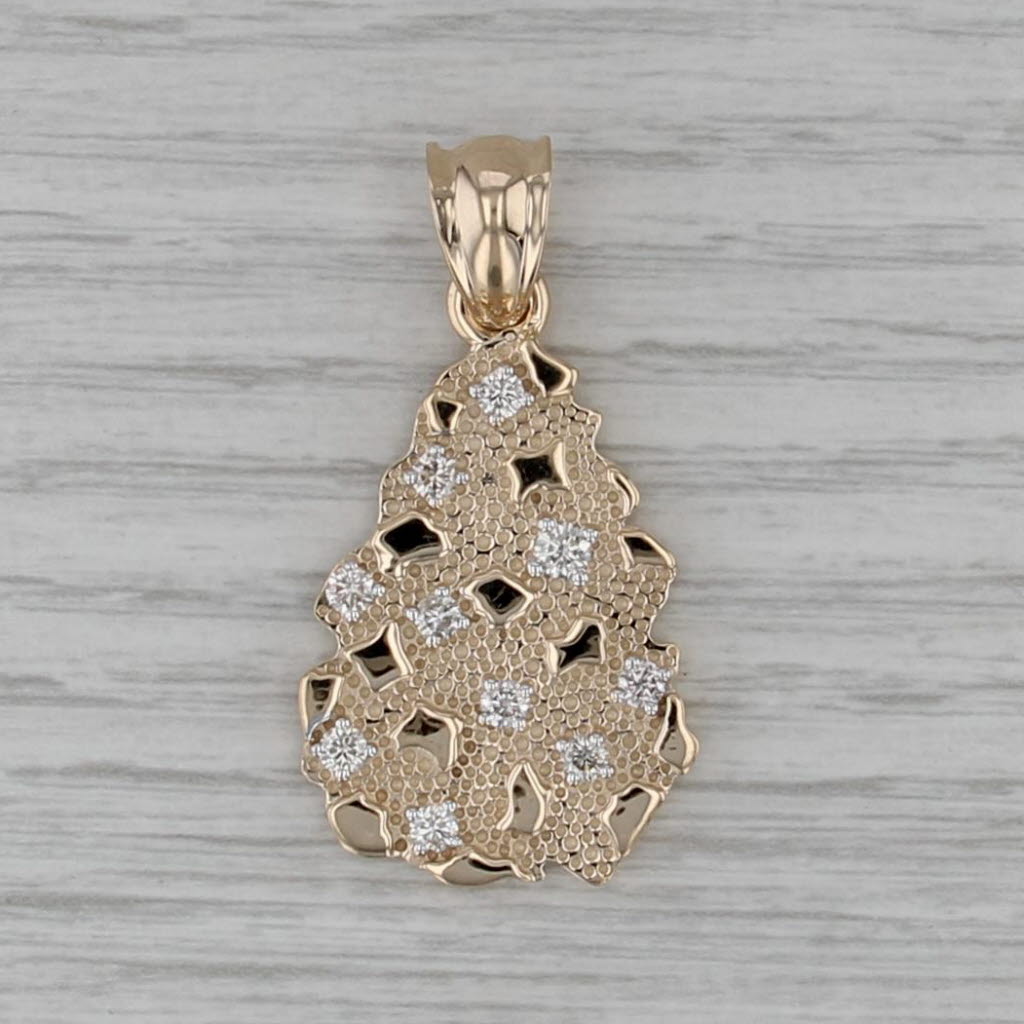 0.55ctw Diamond Dots Nugget Pendant 10k Yellow Gold Statement