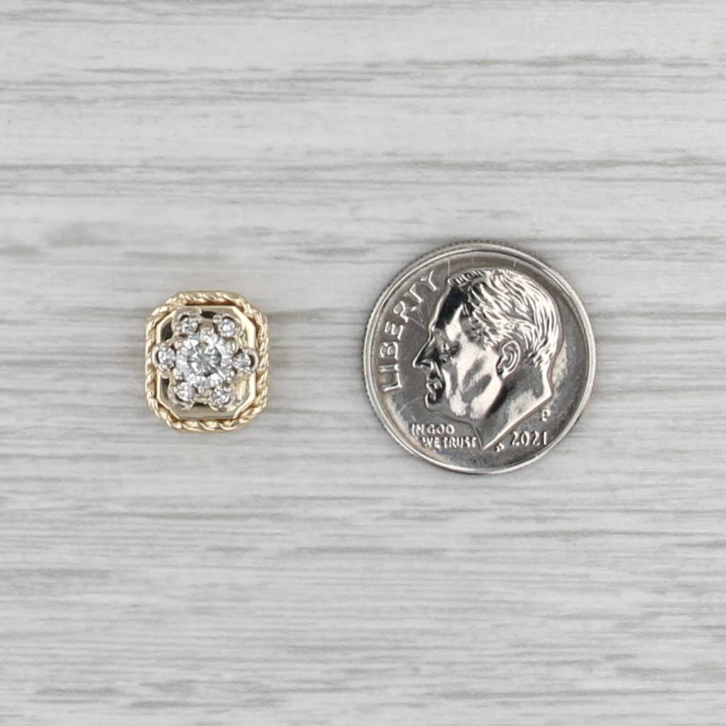 Vintage 0.35ctw Diamond Flower Slide Bracelet Charm 14k Gold Archer Hallmark