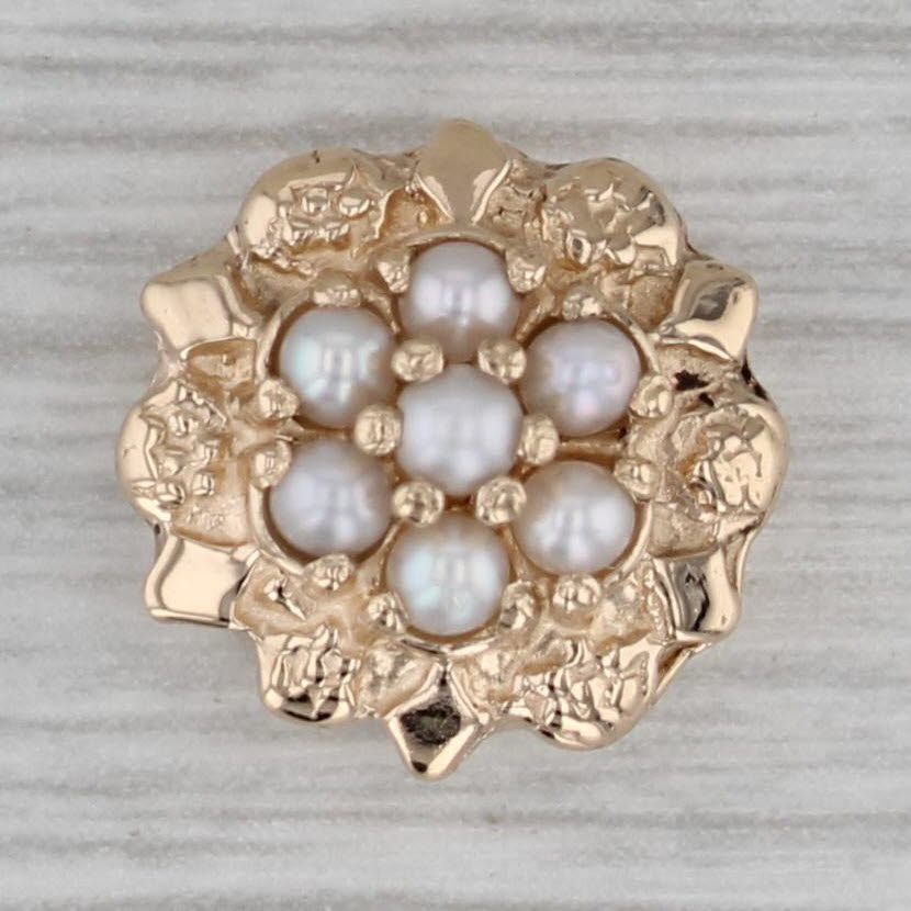 Cultured Pearl Cluster Flower Slide Bracelet Charm 14k Gold Richard Glatter