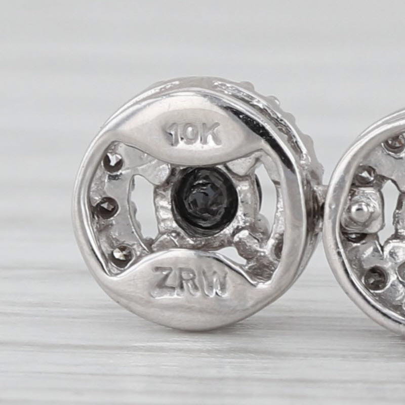 0.37ctw Black White Diamond Halo Journey Pendant 10k White Gold Floating Drop