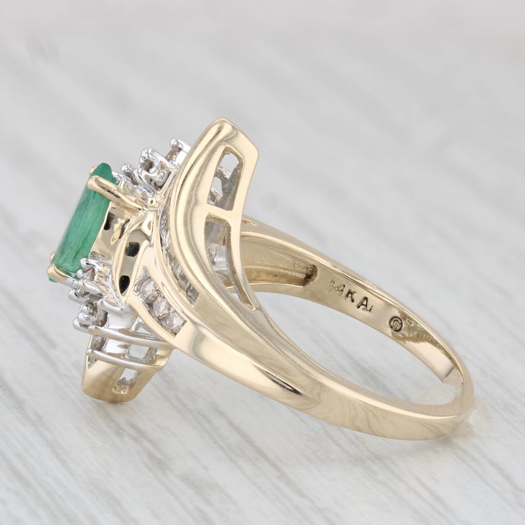 Light Gray 1.09ctw Marquise Emerald Diamond Ring 14k Yellow Gold Size 6.5 Bypass