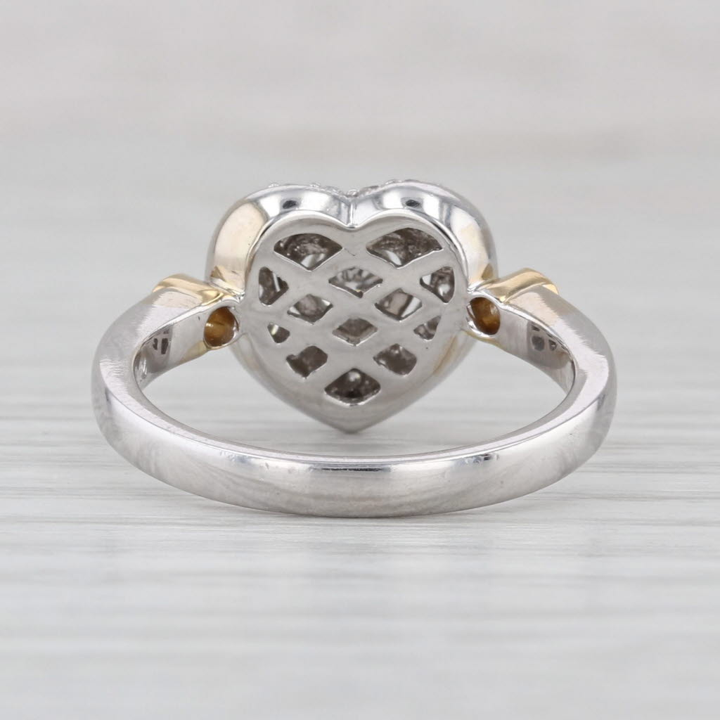0.60ctw Diamond Heart Halo Ring 18k White Gold Size 7 Engagement