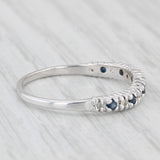 0.16ctw Blue Sapphire Diamond Stackable Ring 14k White Gold Sz 6.25 Wedding Band