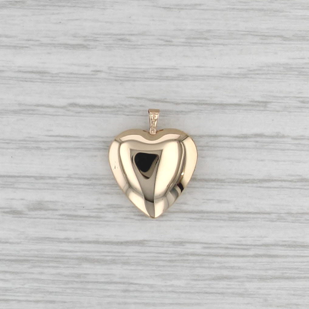 Vintage Heart Photo Locket Pendant 14k Gold Ornate Floral Engravable Charm