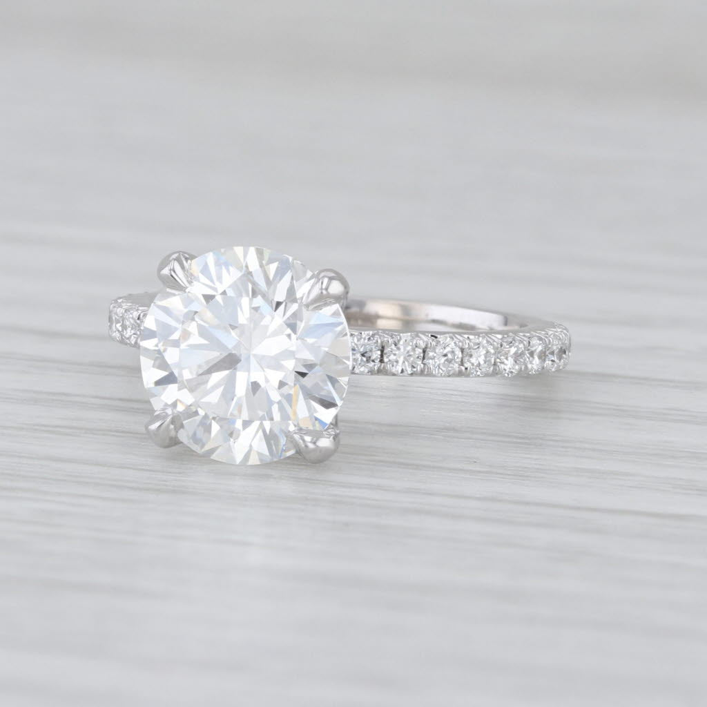 New IGI 3.54ctw Round Lab Grown Diamond Engagement Ring 14k White Gold Size 6