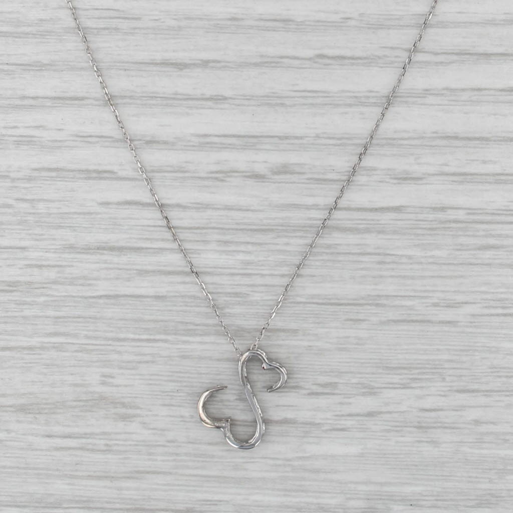 0.10ctw Diamond Jane Seymour Open Heart Pendant Necklace 14k White Gold 18-20"