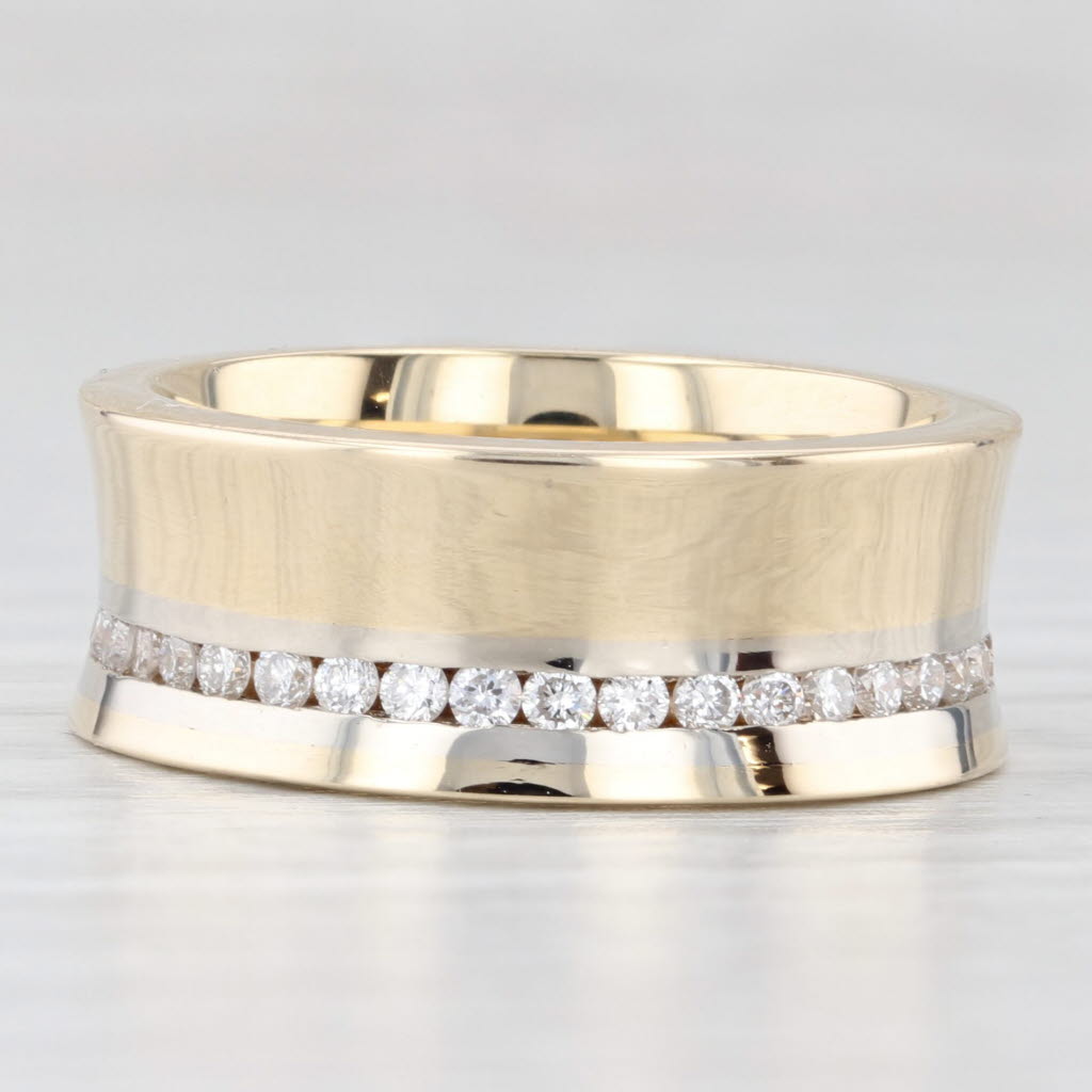 Light Gray 0.50ctw Diamond Contoured Eternity Ring 14k Yellow Gold Size 7 Wide Band