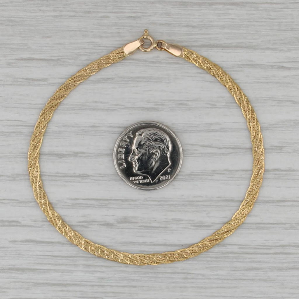6.75" Woven Herringbone Chain Bracelet 14k Yellow Gold 2.8mm