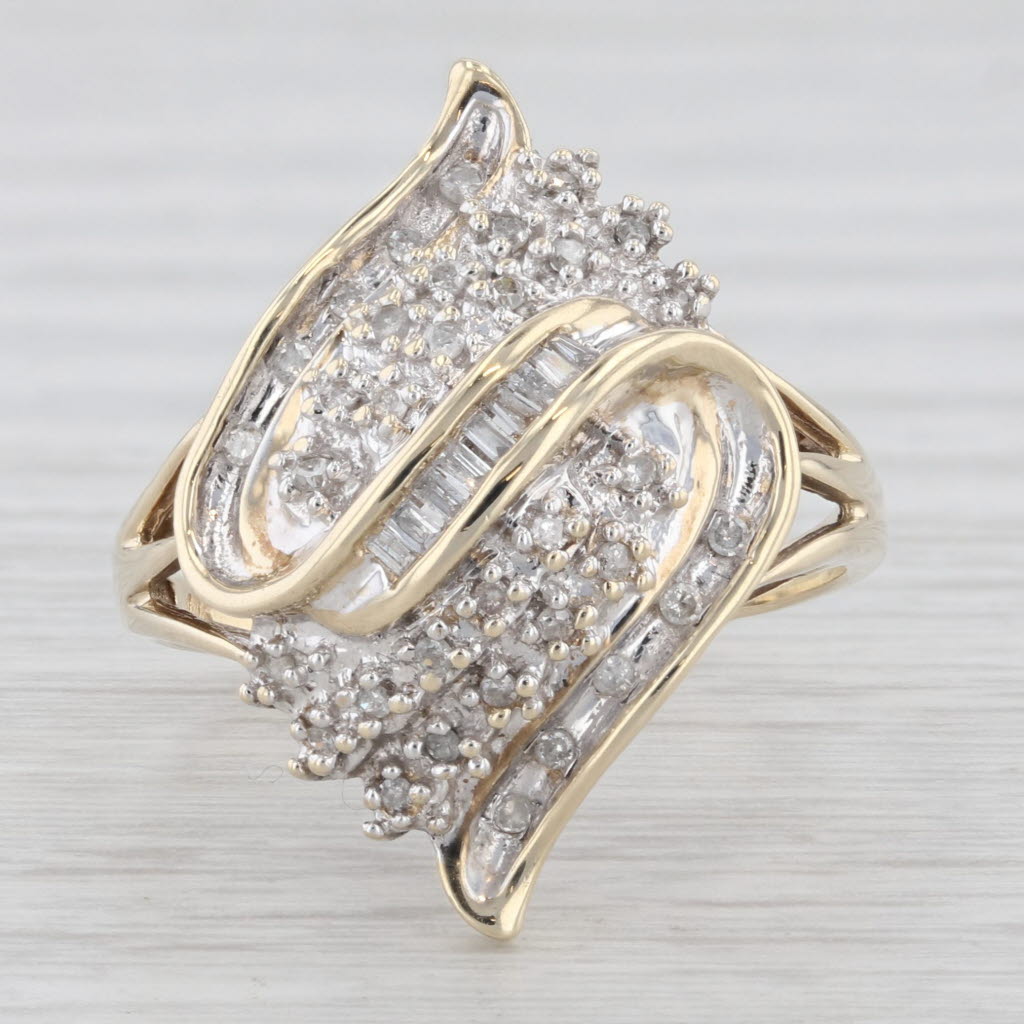 Light Gray 0.17ctw Diamond Cluster Ring 10k Yellow Gold Size 9.5