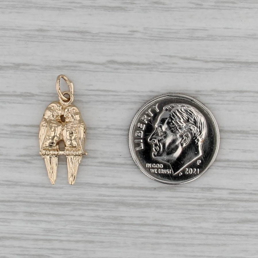Vintage Love Birds Charm 14k Yellow Gold Pendant