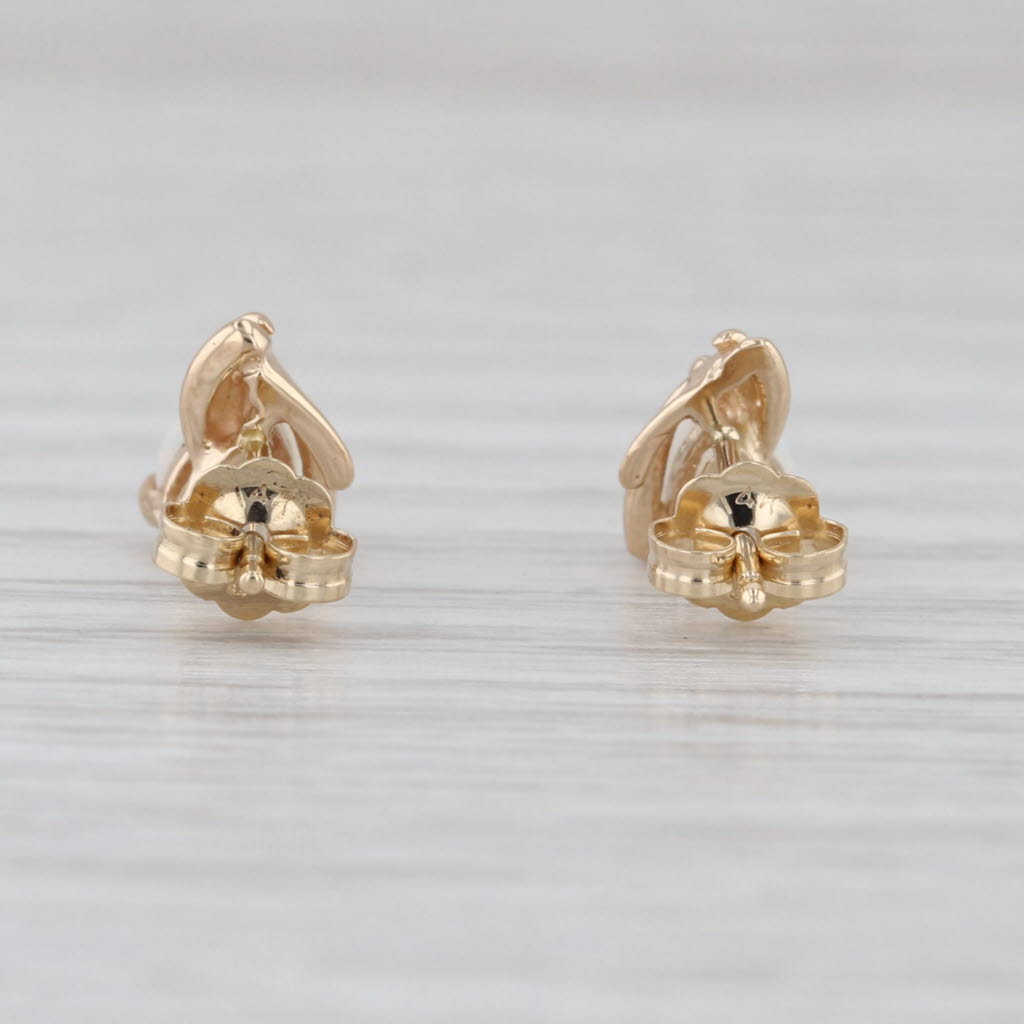 Pear Cabochon Opal Stud Earrings 14k Yellow Gold Teardrop Studs