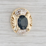 Light Gray 0.84ctw Oval Blue Sapphire Diamond Slide Charm 14k Gold Vintage Richard Klein