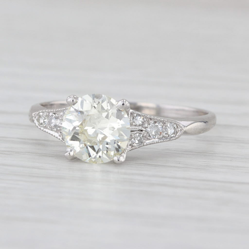 Art Deco GIA VVS1 1.36ctw Old European Diamond Engagement Ring Platinum Size 7.5