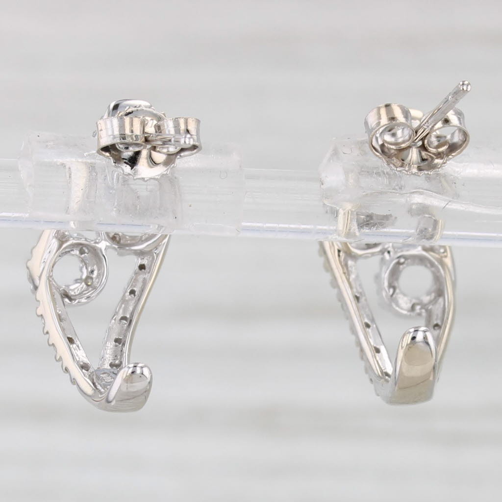 Light Gray 0.33ctw Diamond J-Hook Earrings 14k White Gold Drops