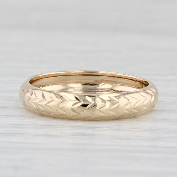 Wheat Etched Band 14k Yellow Gold Size 7 Wedding Ring Stackable