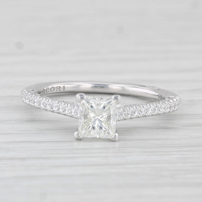 1ctw VS1 Princess Diamond Engagement Ring 18k White Gold Size 6.5 Tacori GIA