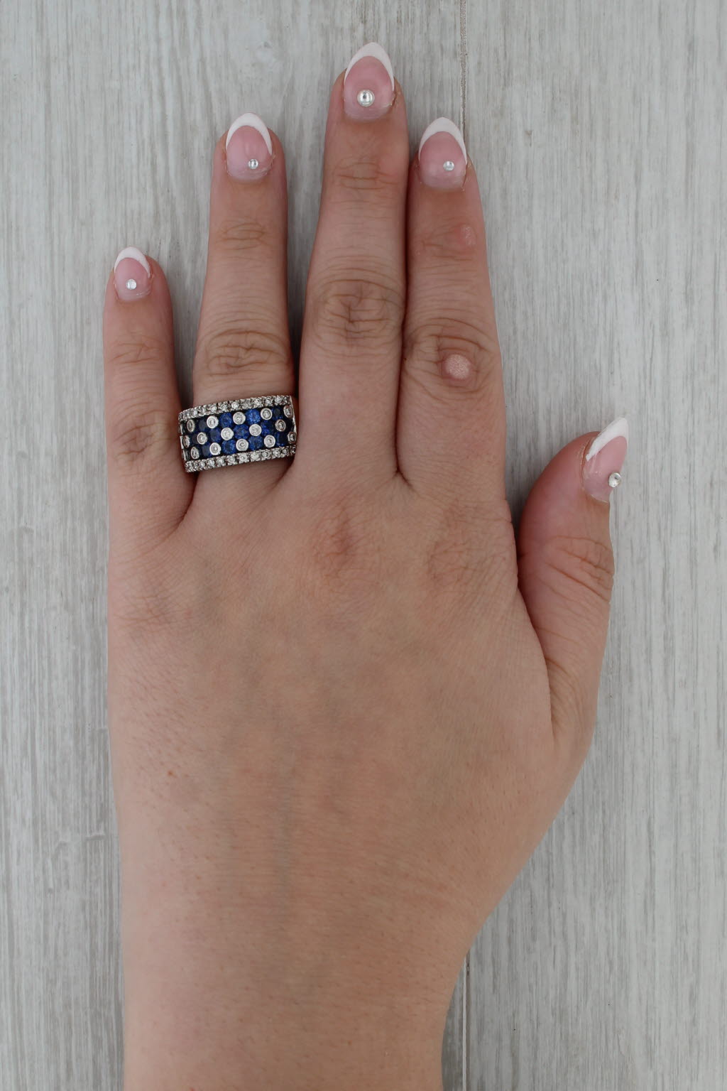 Large 2.56ctw Blue Sapphire Diamond Ring 14k Yellow White Gold Size 7.5