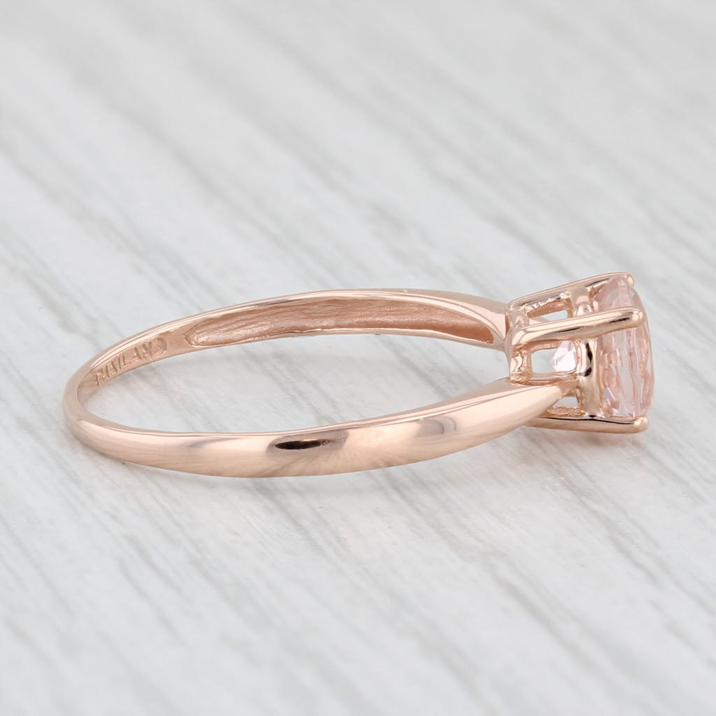 Light Gray 1ct Peach Pink Morganite Ring 10k Rose Gold Size 8.25 Round Solitaire Engagement