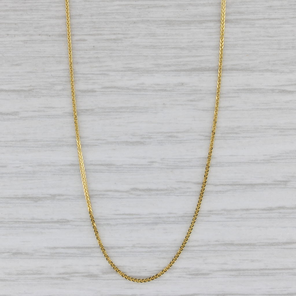 Gray Wheat Chain Necklace Adjustable up to 22" 14k Yellow Gold Bead Slide