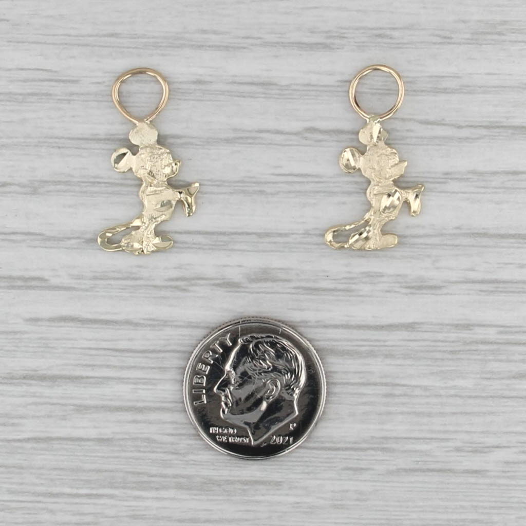 Classic Mickey Mouse Earring Charms Enhancers 10k Yellow Gold Disney Cartoon
