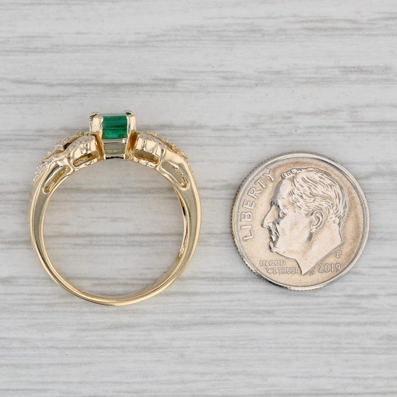 Gray 0.88ctw Emerald Diamond Ring 18k Yellow Gold Size 7.75