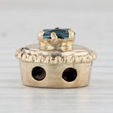 Light Gray Vintage 0.60ct Blue Topaz Slide Bracelet Charm 10k Yellow Gold Oval Solitaire