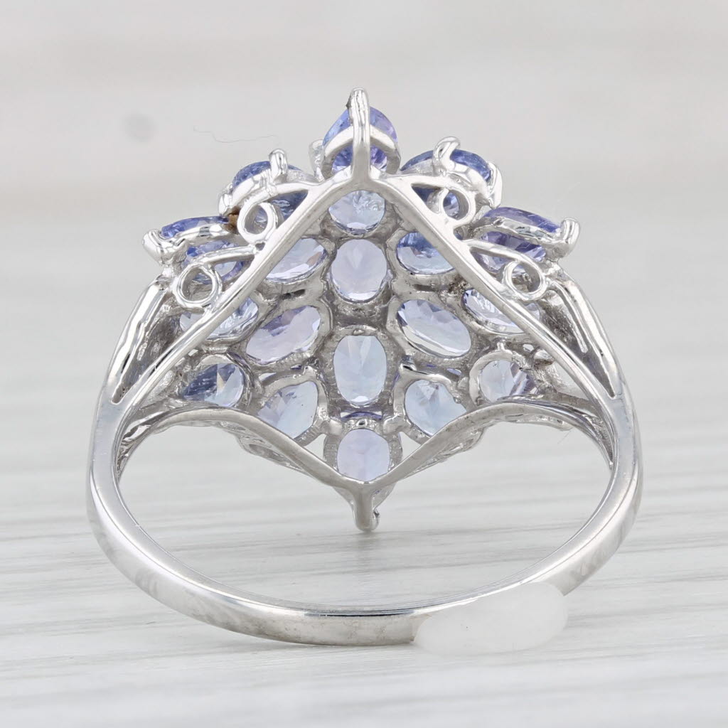 Light Gray 3.40ctw Tanzanite Cluster Ring 10k White Gold Size 8.25 Cocktail