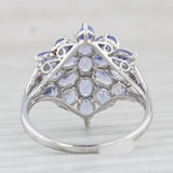 Light Gray 3.40ctw Tanzanite Cluster Ring 10k White Gold Size 8.25 Cocktail