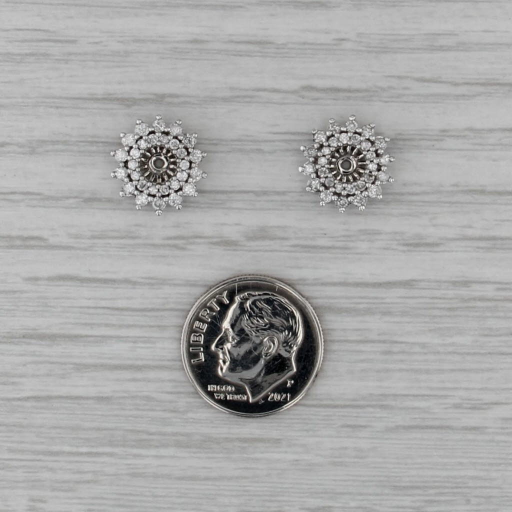 1.18ctw Diamond Earring Enhancers Jackets 14k White Gold for Studs