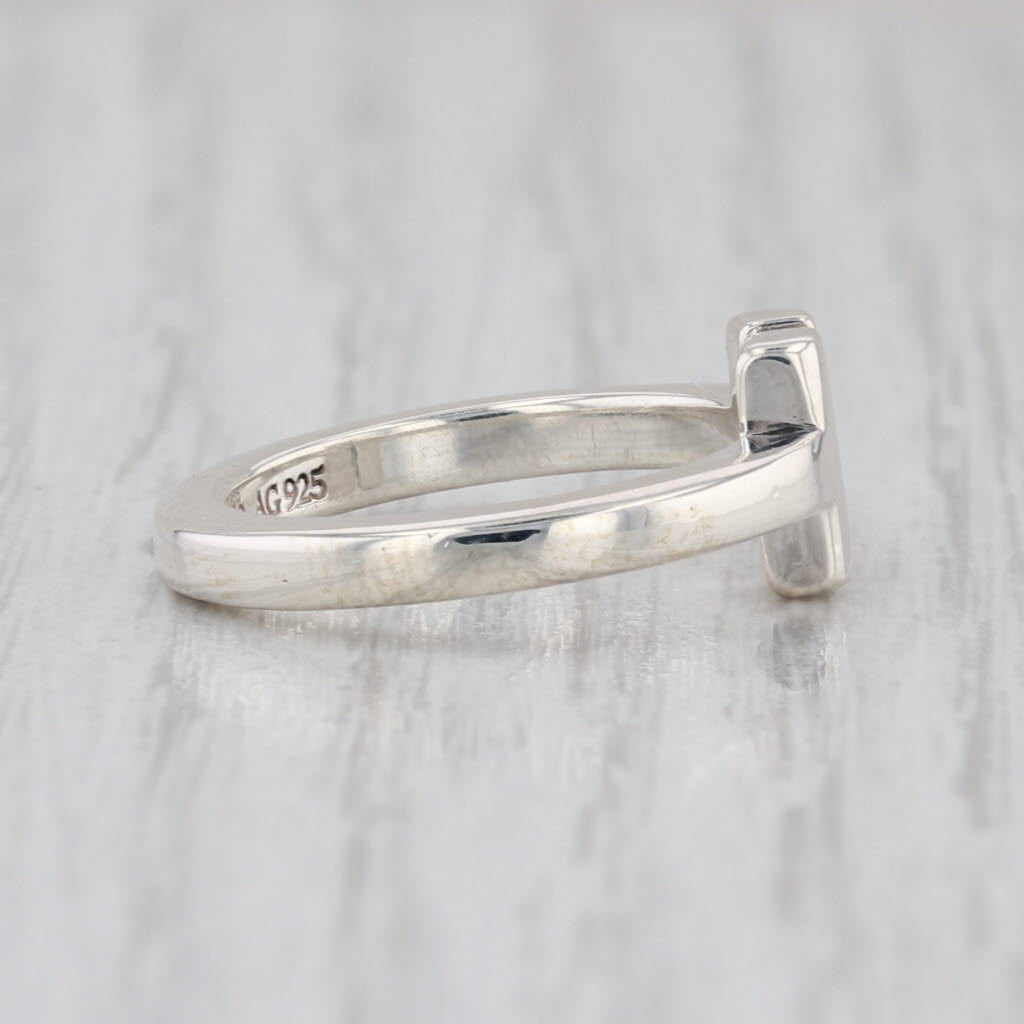 Tiffany T Square Ring Sterling Silver w/ Pouch Size 5 Adjustable