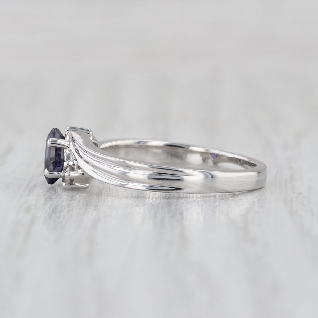 0.36ctw Blue Iolite Diamond Ring 14k White Gold Size 6